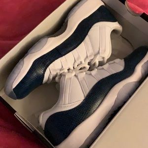 Navy Air Jordan 11s Snakeskin